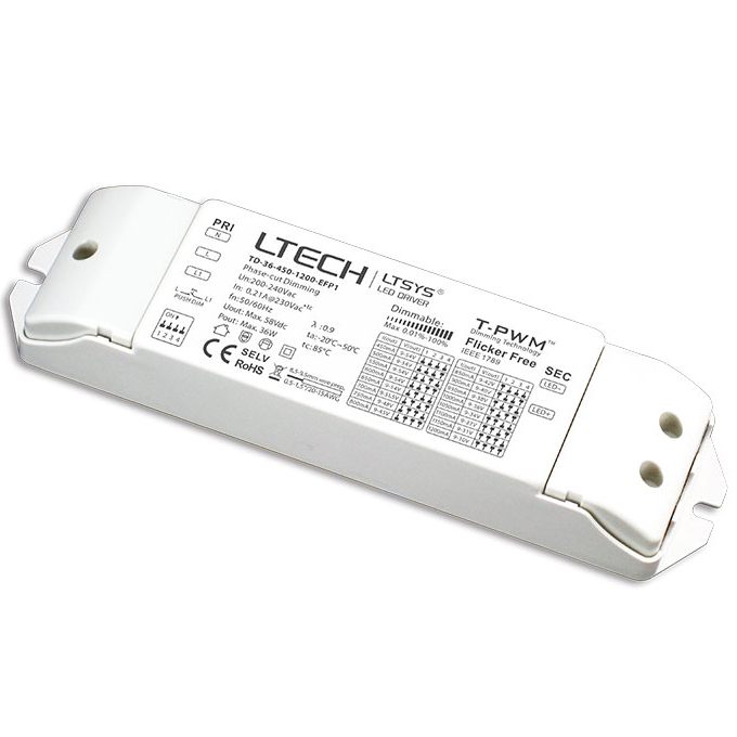 LED Intelligent Driver 36W 450-1200mA（200-240Vac）TD-36-450-1200-EFP1